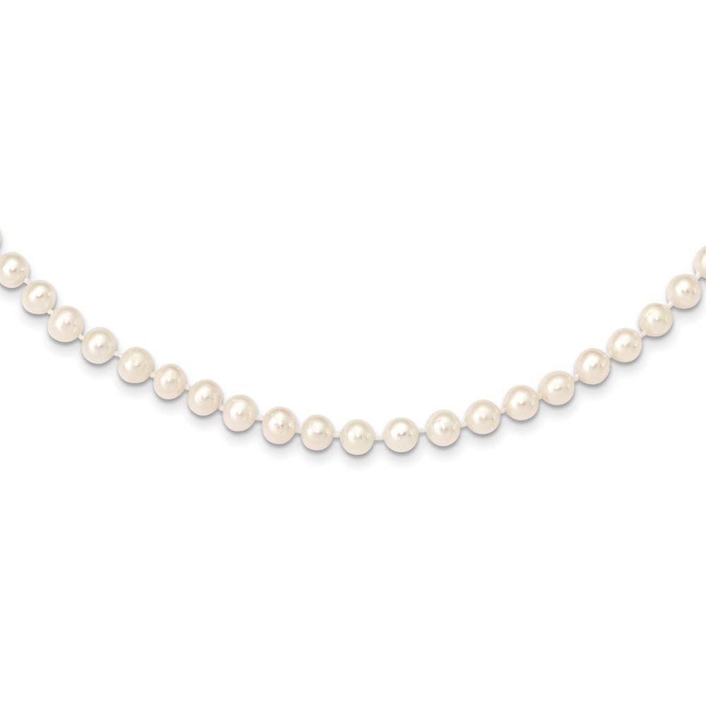 Collar de perlas cultivadas de agua dulce casi redondas blancas de 14 k, 6-7 mm