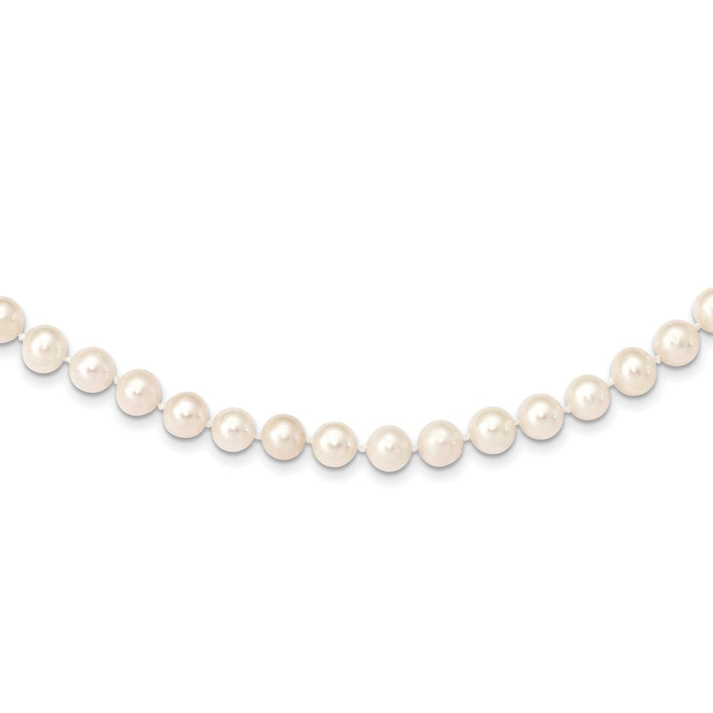 Collar de perlas cultivadas de agua dulce casi redondas blancas de 14 k, 7-8 mm