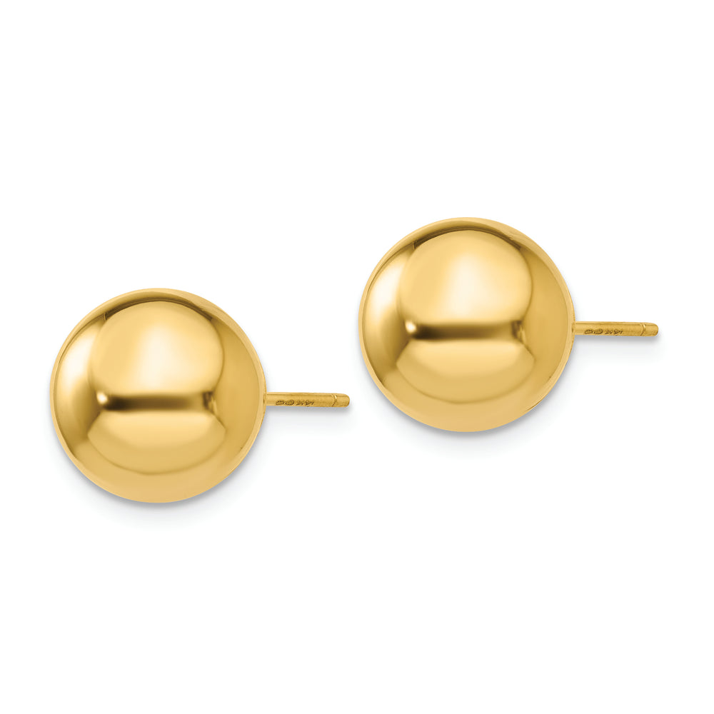 Aretes con Poste de Bola de 10 mm Pulidos en Oro de 14k