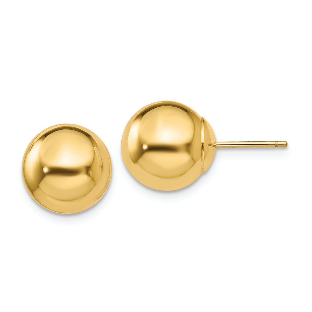 Aretes con Poste de Bola de 10 mm Pulidos en Oro de 14k