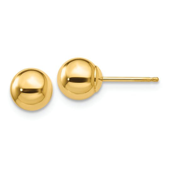 Aretes con Poste de Bola de 6 mm Pulidos en Oro de 14k