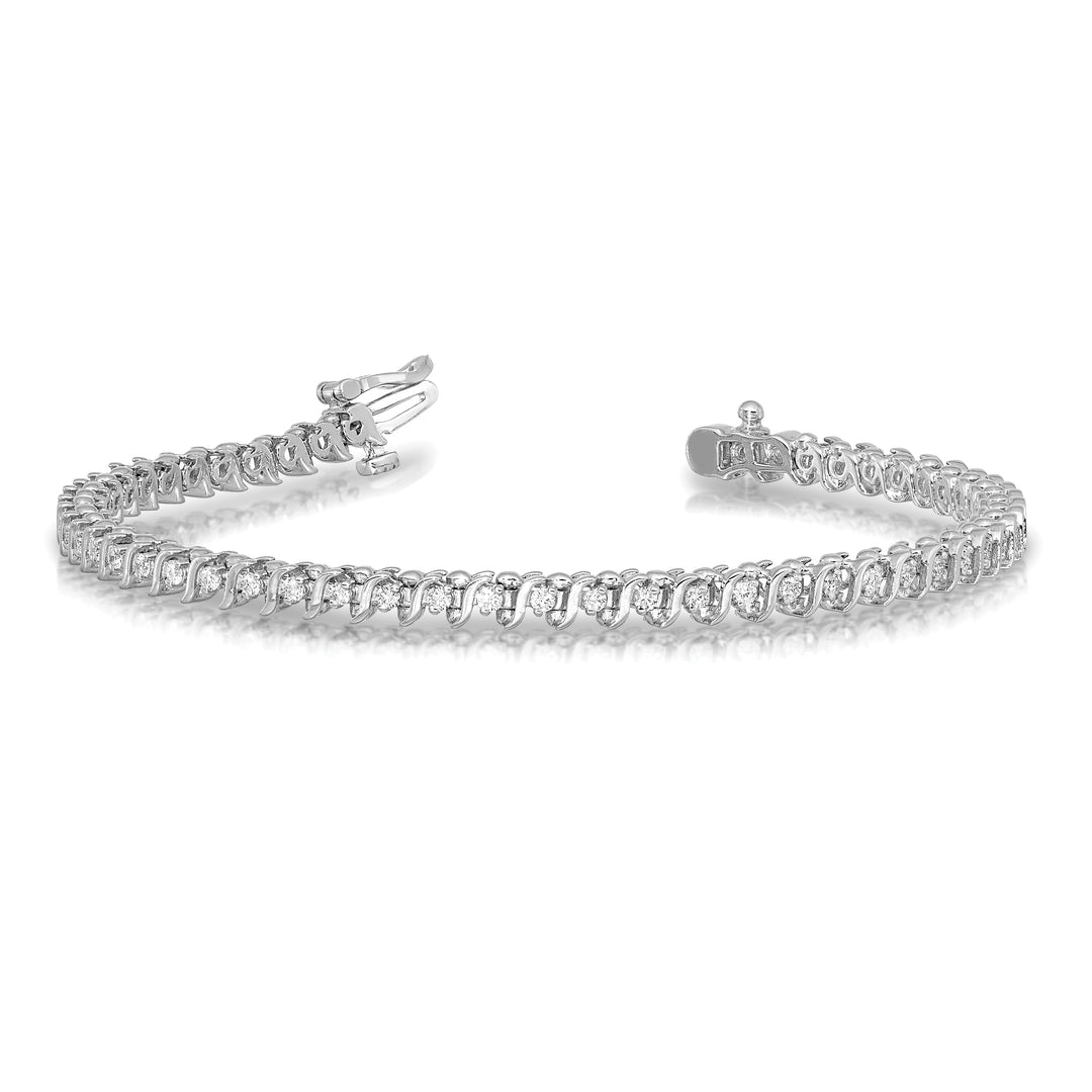 Brazalete de tenis con diamantes de 1,6 mm en oro blanco de 14 k