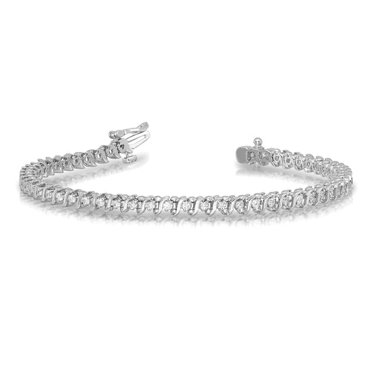 Brazalete de tenis con diamantes de 1,6 mm en oro blanco de 14 k