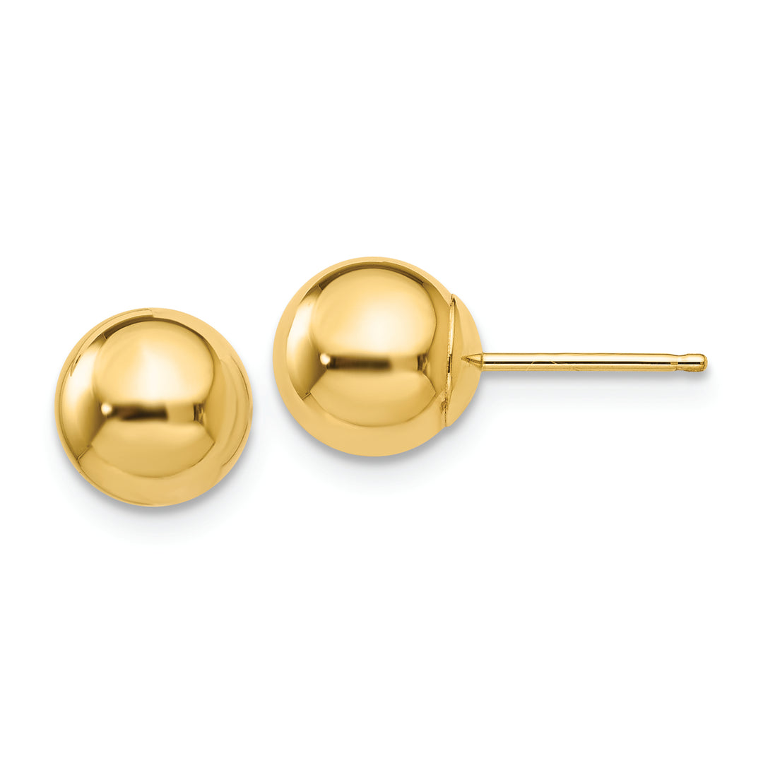 Aretes con Poste de Bola de 7 mm Pulidos en Oro de 14k