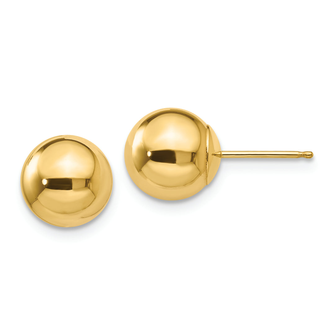 Aretes con Poste de Bola de 8 mm Pulidos en Oro de 14k