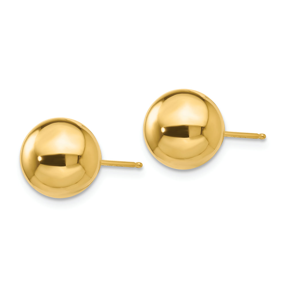 Aretes con Poste de Bola de 9 mm Pulidos en Oro de 14k