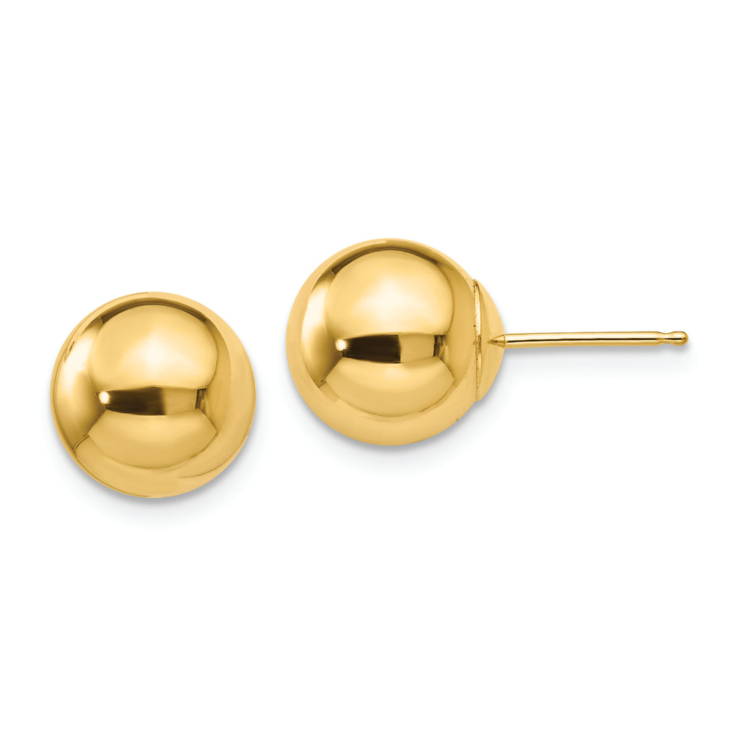 Aretes con Poste de Bola de 9 mm Pulidos en Oro de 14k