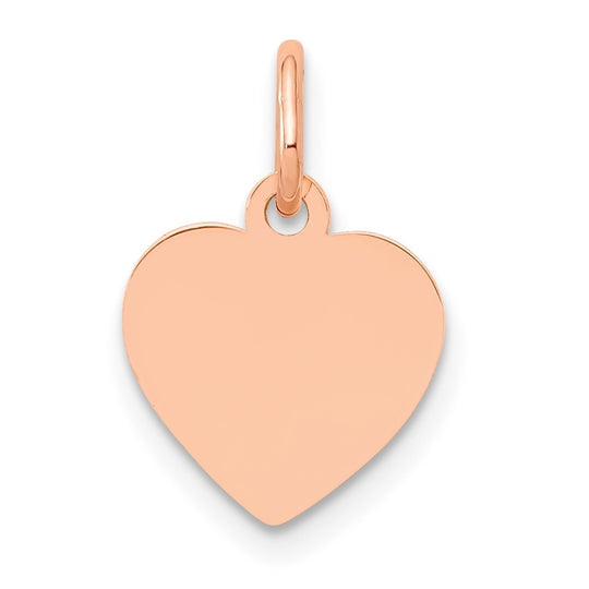 Colgante de Disco en Forma de Corazón de Oro Rosa Pulido 14K