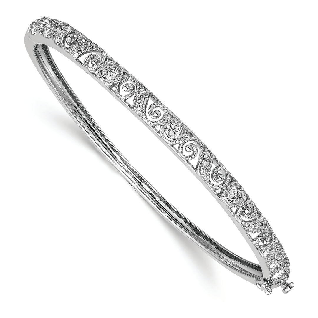 Brazalete con bisagras de diamantes AA en oro blanco de 14k