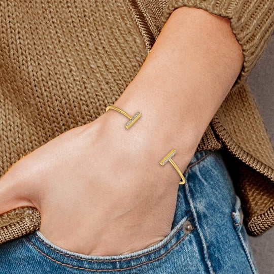 Pulsera Cuff 14k Oro Amarillo con Diamantes