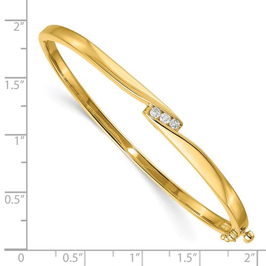 Pulsera Bangle 14k Oro Amarillo con Diamantes y Cierre de Bisagra