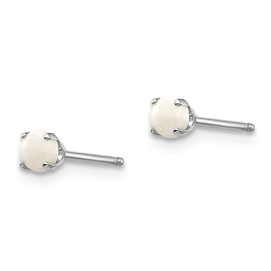 Aretes de Òpalo de 3 mm en Oro Blanco de 14k