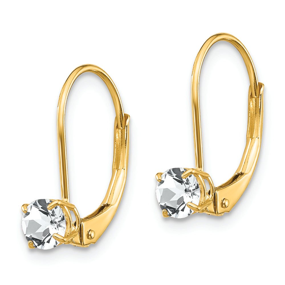 Aretes de Topacio Blanco-Abril en Oro 14k