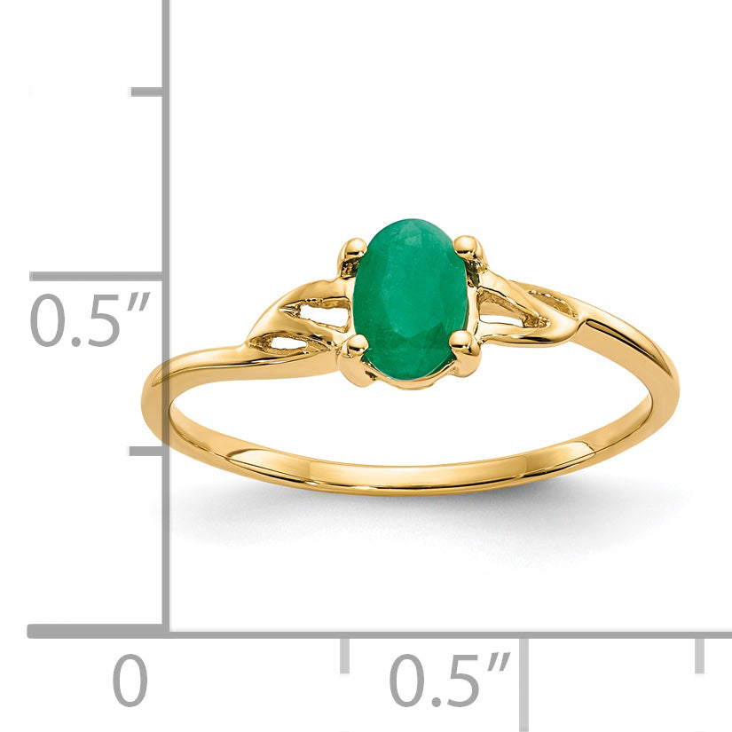 Anillo de Oro Amarillo de 14k con Esmeralda (Piedra de Nacimiento de Mayo)