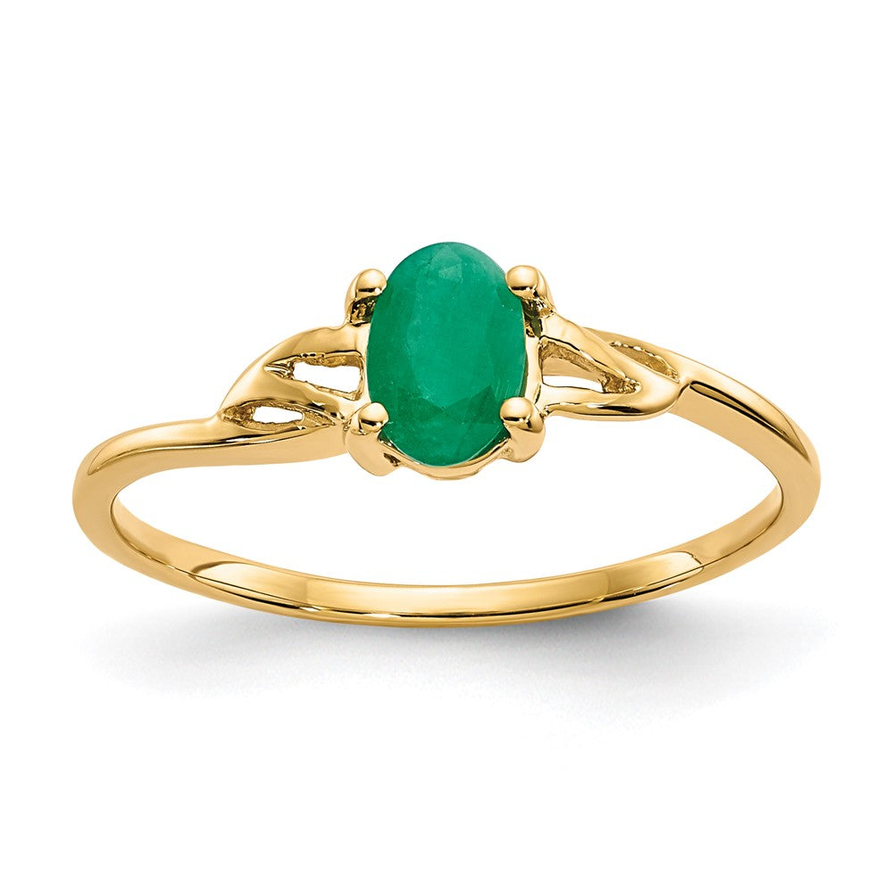 Anillo de Oro Amarillo de 14k con Esmeralda (Piedra de Nacimiento de Mayo)