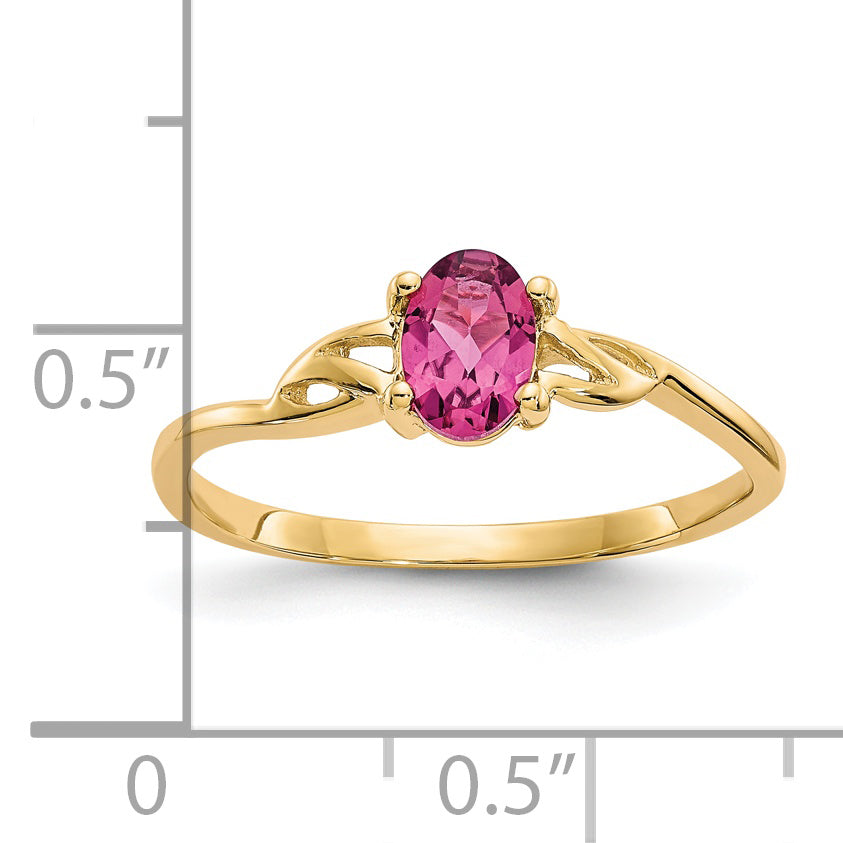 Anillo con Piedra Natal de Turmalina Rosa en Oro de 14k