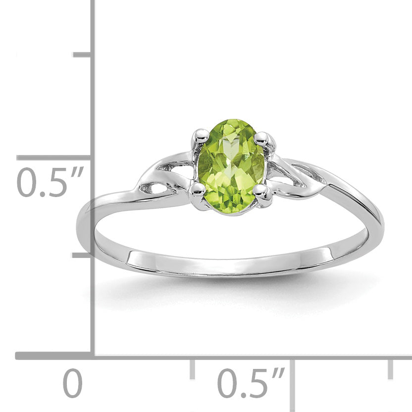 Anillo de Oro Blanco de 14k con Piedra Natal de Peridoto