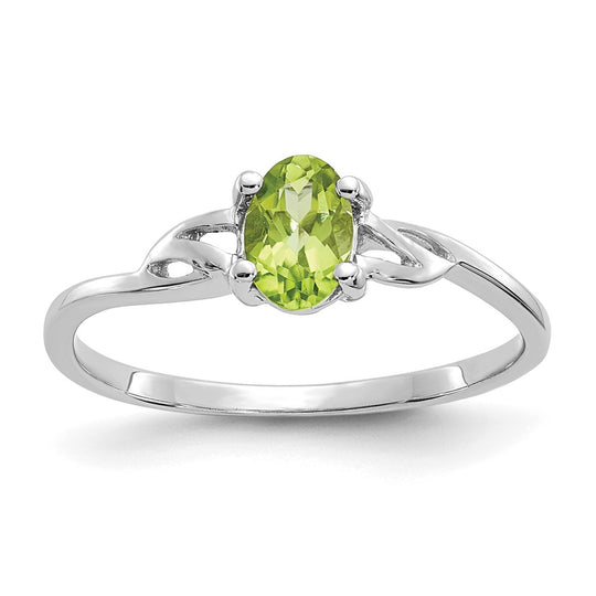 Anillo de Oro Blanco de 14k con Piedra Natal de Peridoto