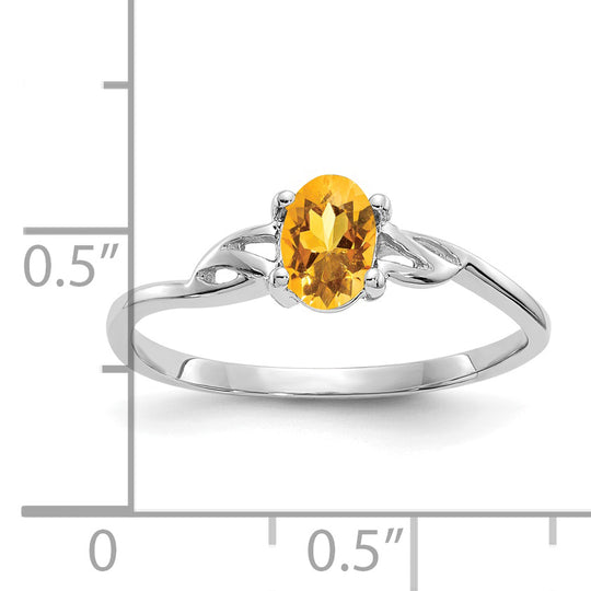 Anillo de Oro Blanco de 14k con Piedra Natal de Citrino