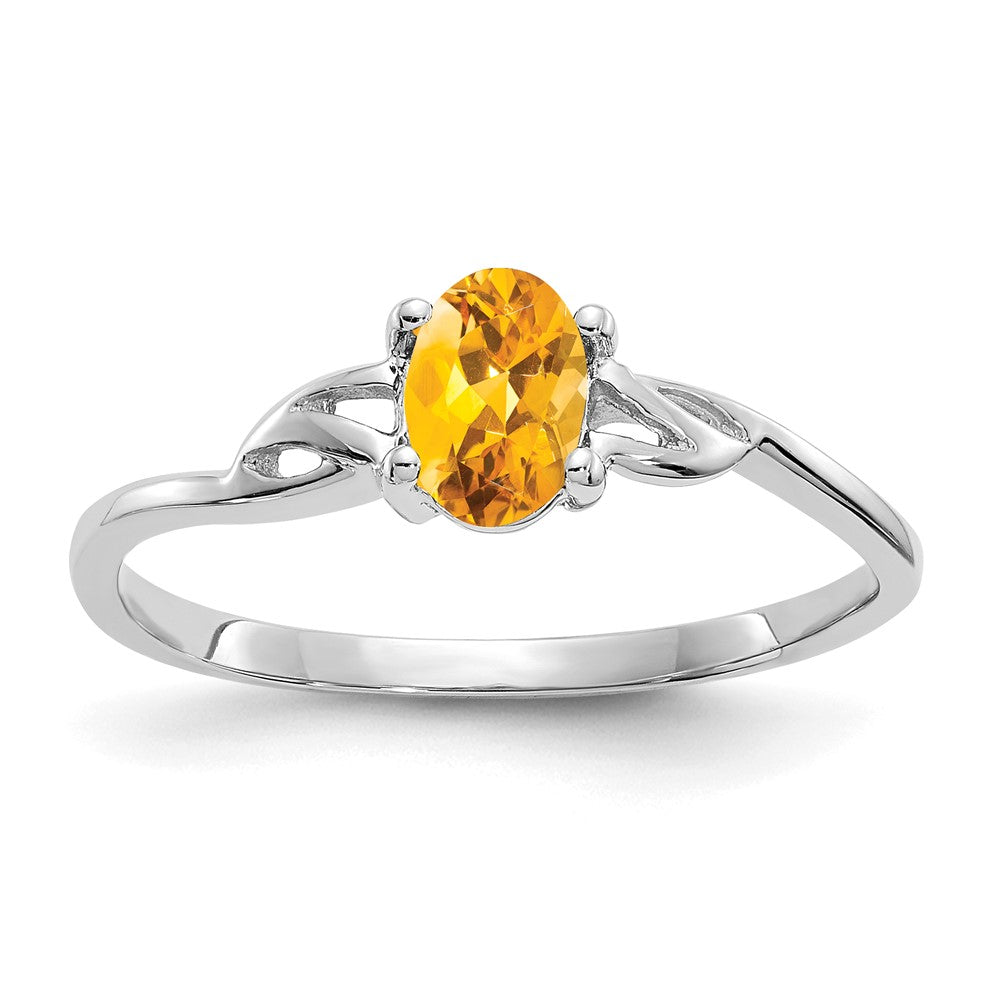 Anillo de Oro Blanco de 14k con Piedra Natal de Citrino