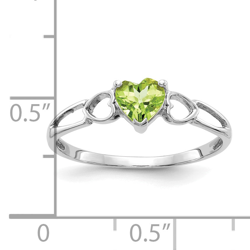 Anillo de Oro Blanco de 14k con Piedra Natal de Peridoto