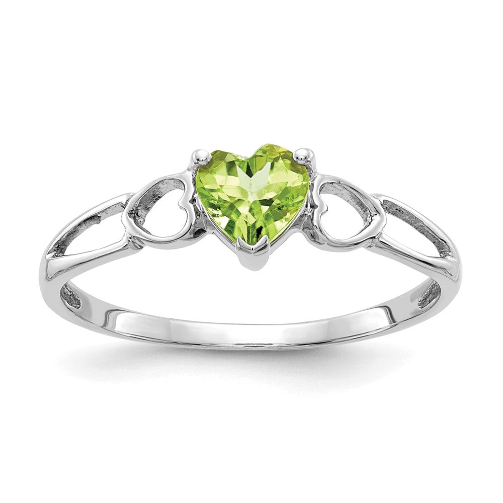 Anillo de Oro Blanco de 14k con Piedra Natal de Peridoto