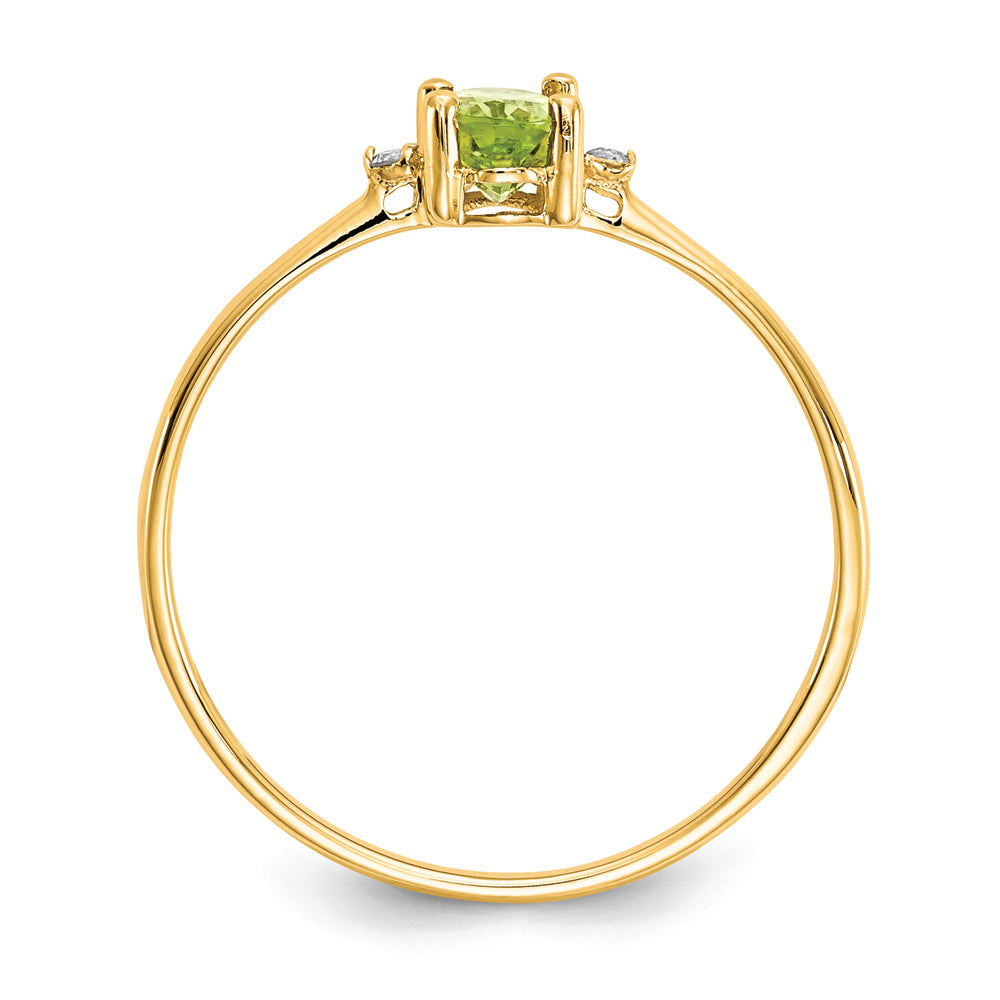 Anillo de Piedra Natal de Peridoto y Diamante de 14k