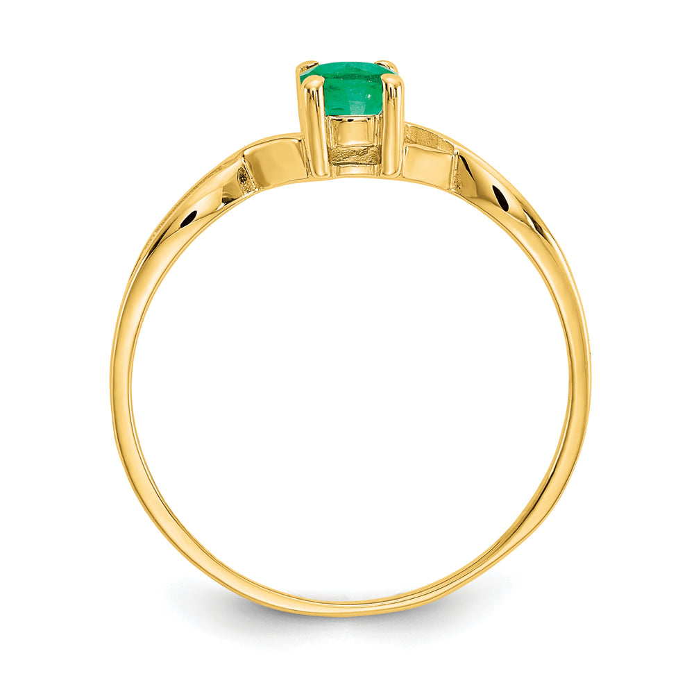 Anillo de Oro Amarillo de 14k con Esmeralda (Piedra de Nacimiento de Mayo)