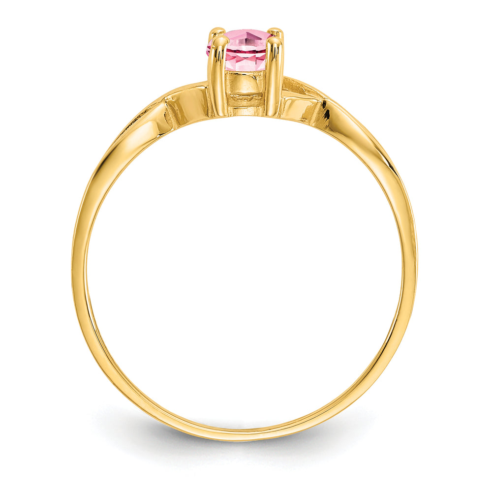 Anillo con Piedra Natal de Turmalina Rosa en Oro de 14k