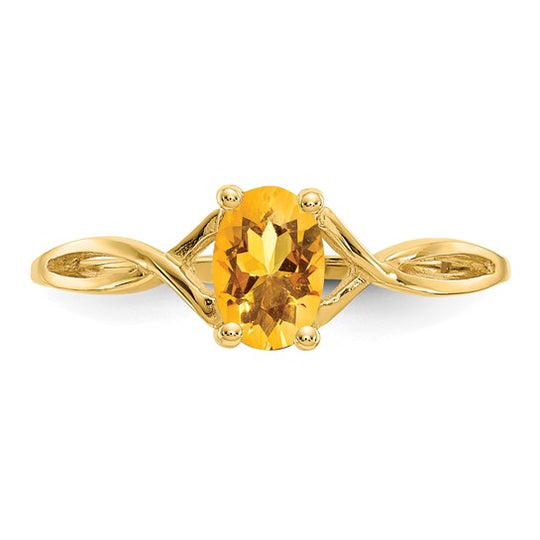 Anillo de Citrino con Piedra de Nacimiento en Oro Amarillo de 14k