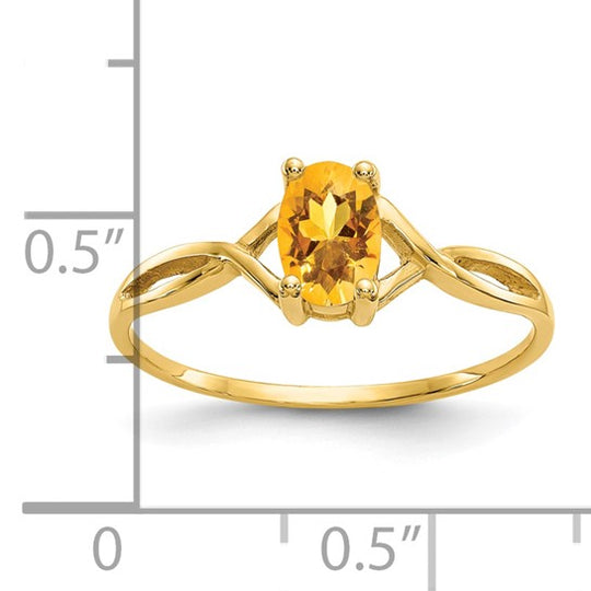 Anillo de Citrino con Piedra de Nacimiento en Oro Amarillo de 14k