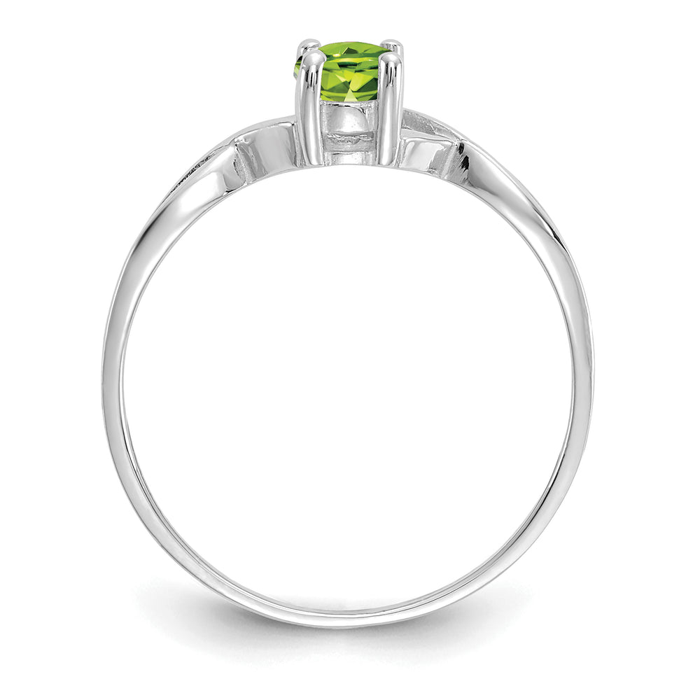 Anillo de Oro Blanco de 14k con Piedra Natal de Peridoto