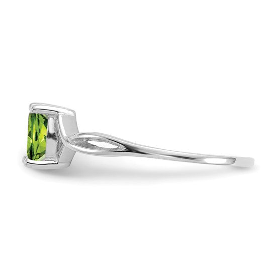 Anillo de Peridoto - Piedra de Nacimiento en Oro Blanco de 14k