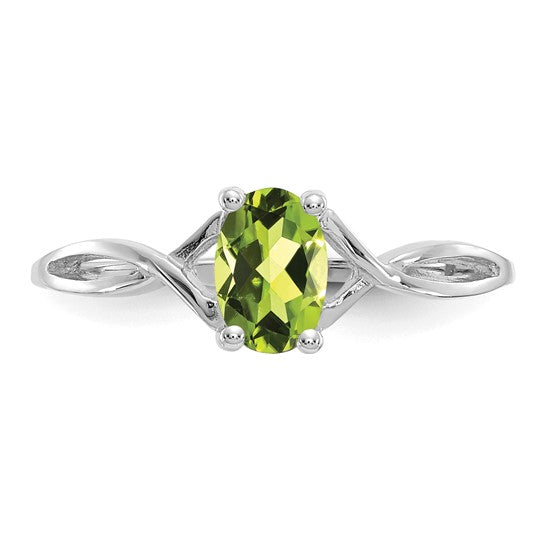 Anillo de Peridoto - Piedra de Nacimiento en Oro Blanco de 14k