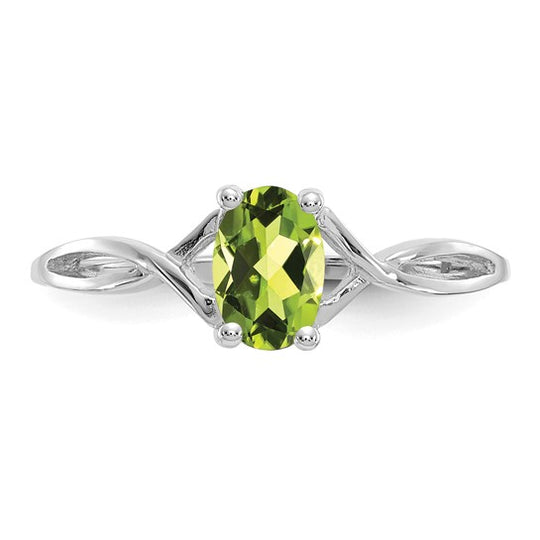 Anillo de Peridoto - Piedra de Nacimiento en Oro Blanco de 14k