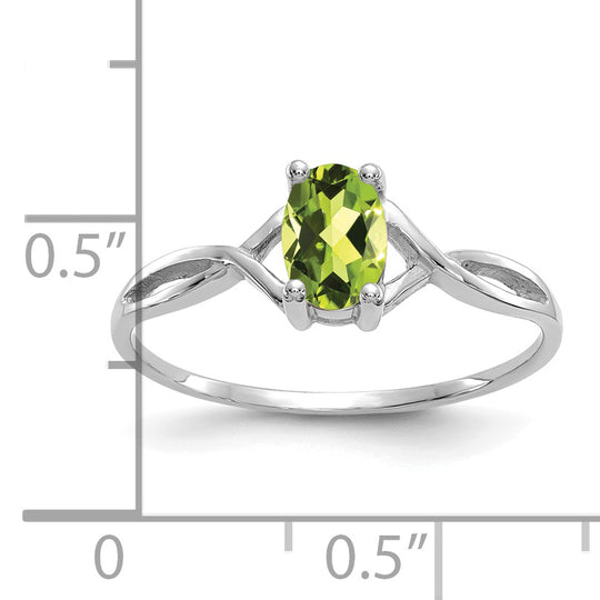 Anillo de Oro Blanco de 14k con Piedra Natal de Peridoto