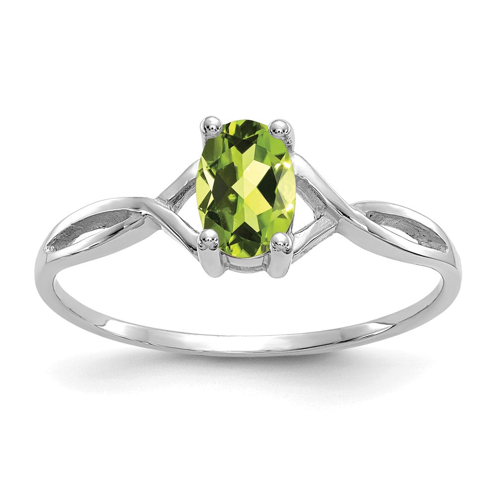 Anillo de Oro Blanco de 14k con Piedra Natal de Peridoto