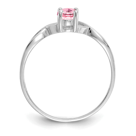 Anillo con Piedra Natal de Turmalina Rosa en Oro Blanco de 14k