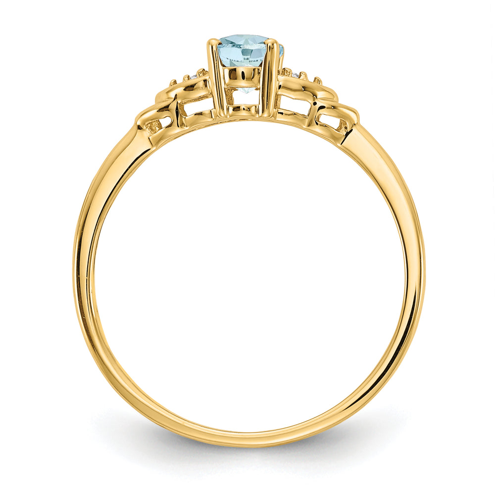 Anillo de Aguamarina y Diamantes en Oro Amarillo de 14K