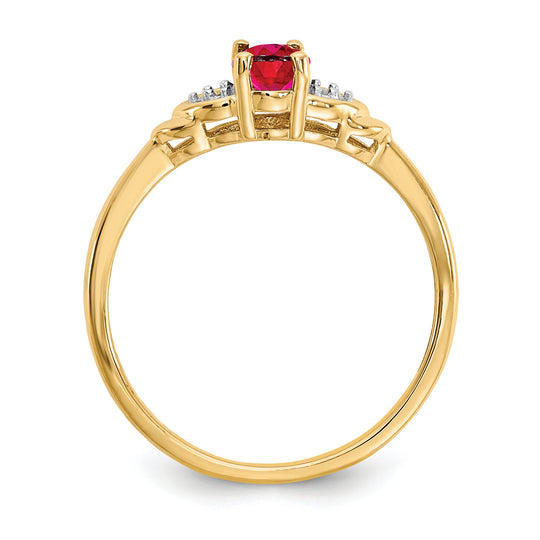 Anillo de Rubí y Diamante en Oro Amarillo de 14k