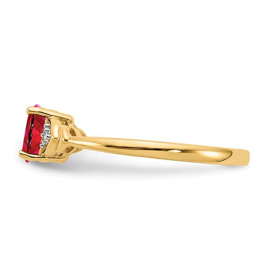 Anillo de Rubí y Diamante en Oro Amarillo de 14k