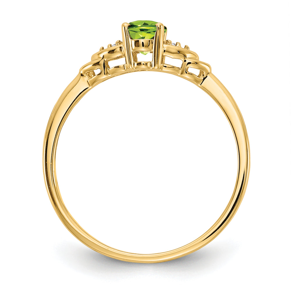 Anillo con Diamantes y Peridoto en Oro de 14k