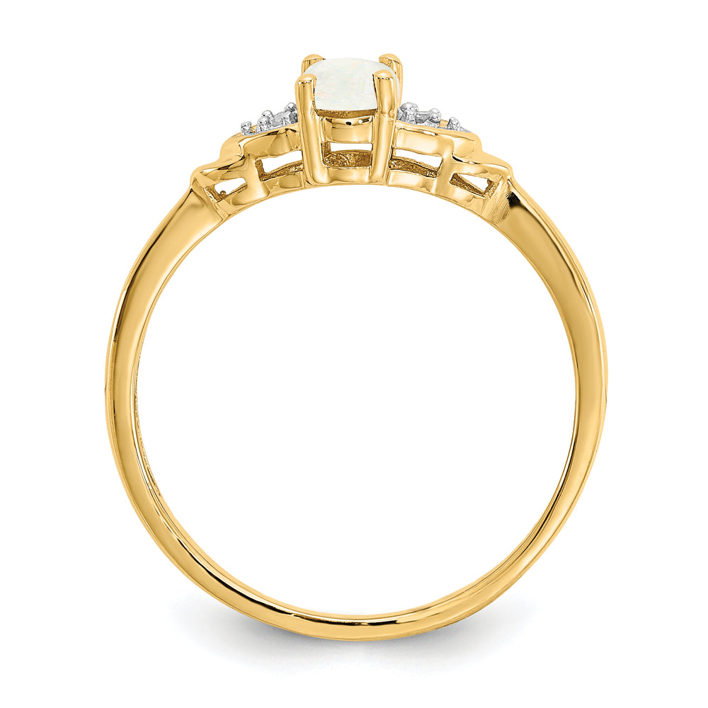 Anillo con Diamantes y Ópalo en Oro de 14k