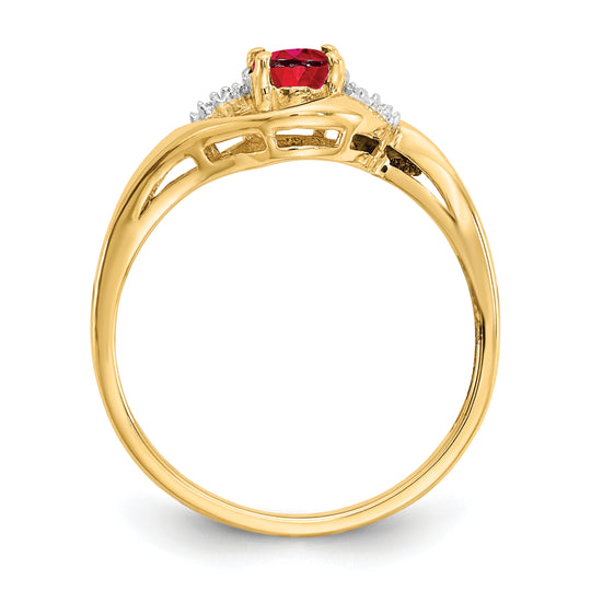 Anillo de Rubí y Diamante en Oro Amarillo de 14k