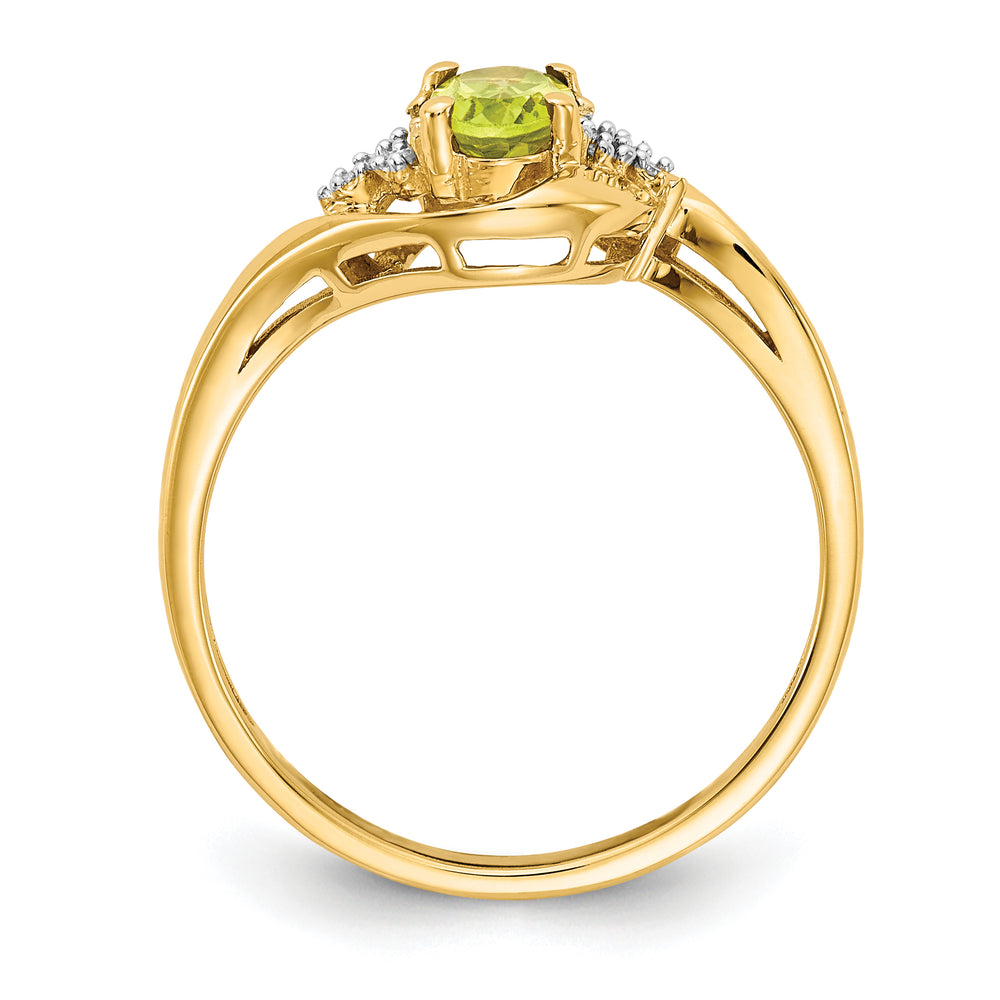 Anillo con Diamantes y Peridoto de 14k