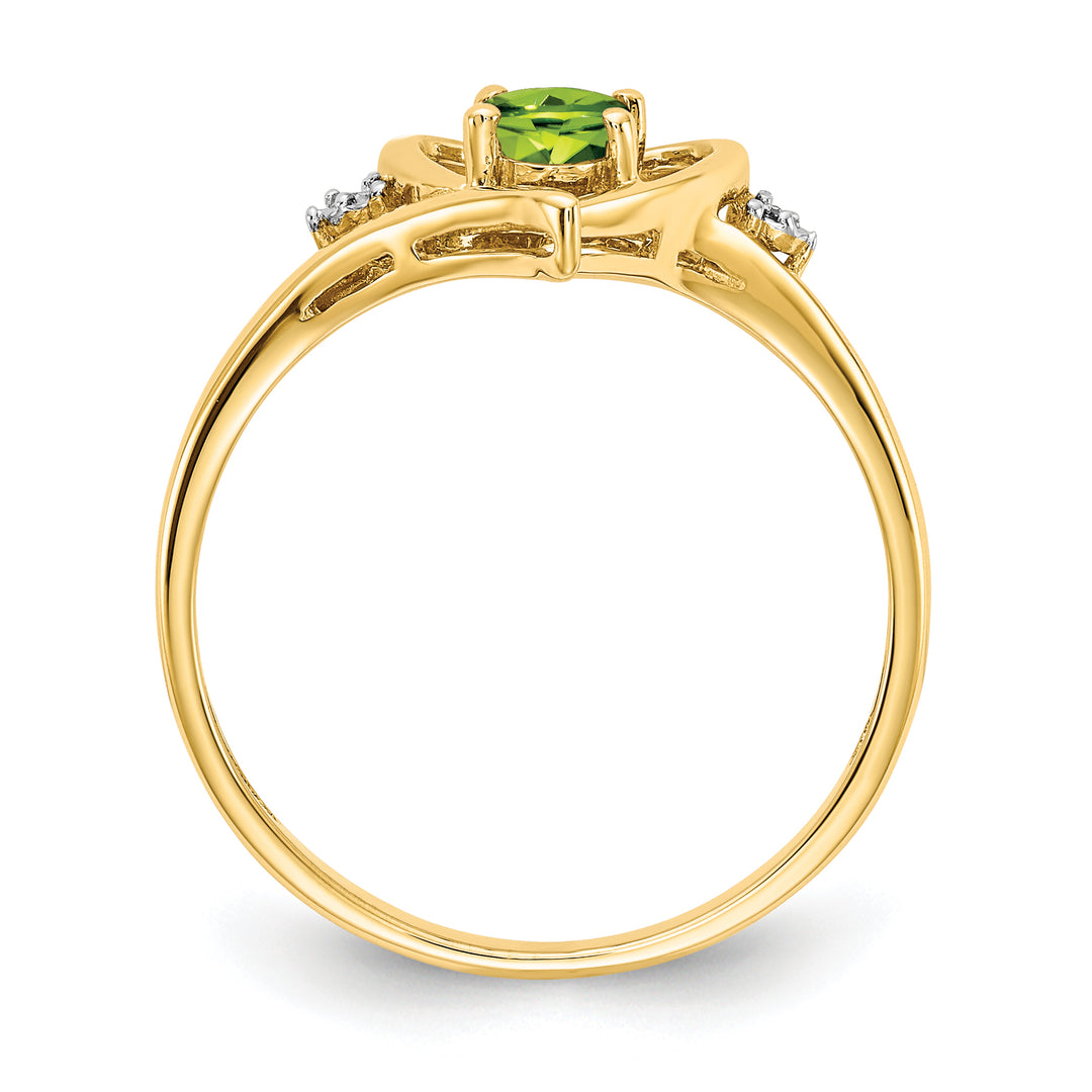 Anillo de Corazón con Diamantes y Peridoto  en Oro de 14k