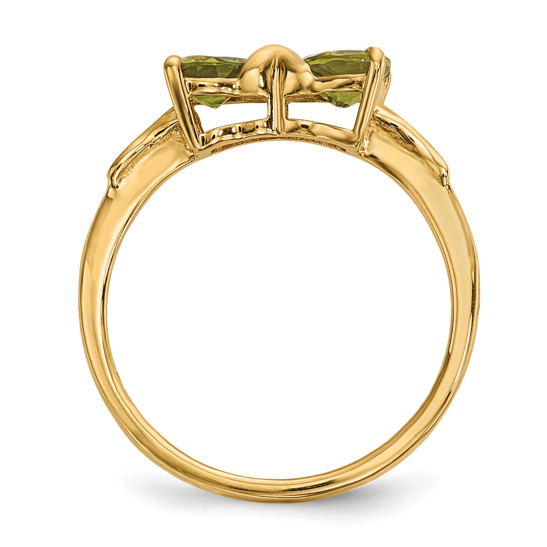 Anillo con Lazo de Peridoto Pulido en Oro de 14k