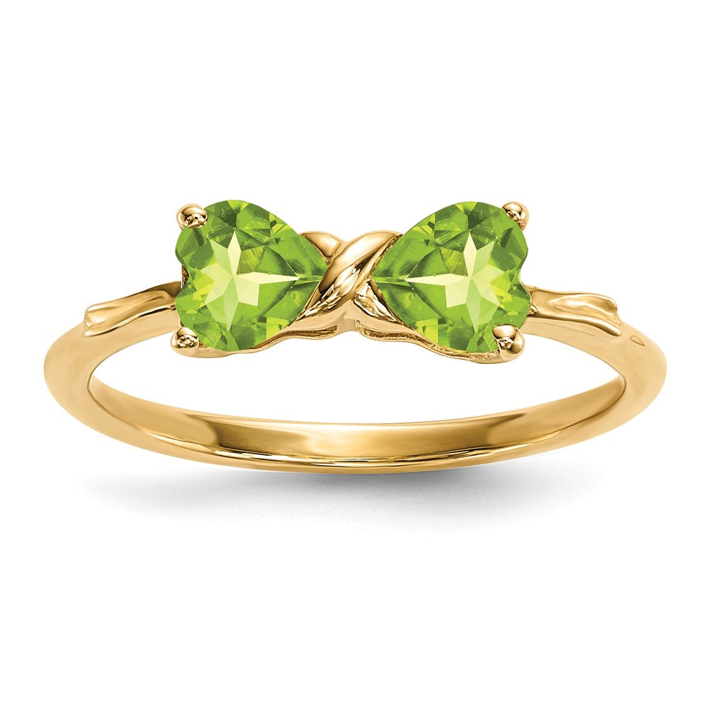 Anillo con Lazo de Peridoto Pulido en Oro de 14k