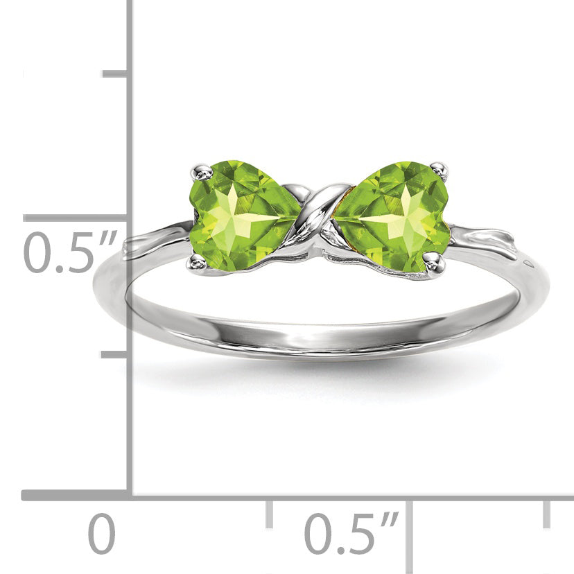 Anillo con Lazo de Peridoto Pulido en Oro Blanco de 14k