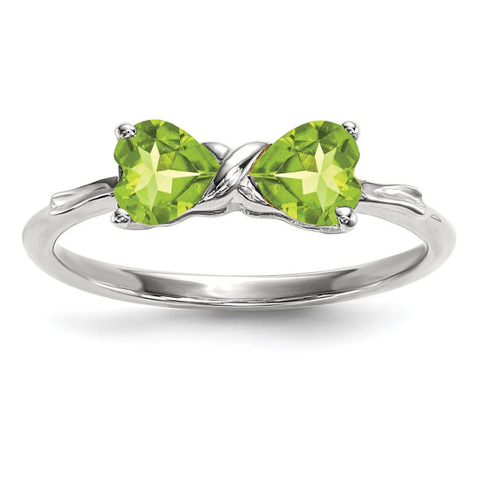 Anillo con Lazo de Peridoto Pulido en Oro Blanco de 14k